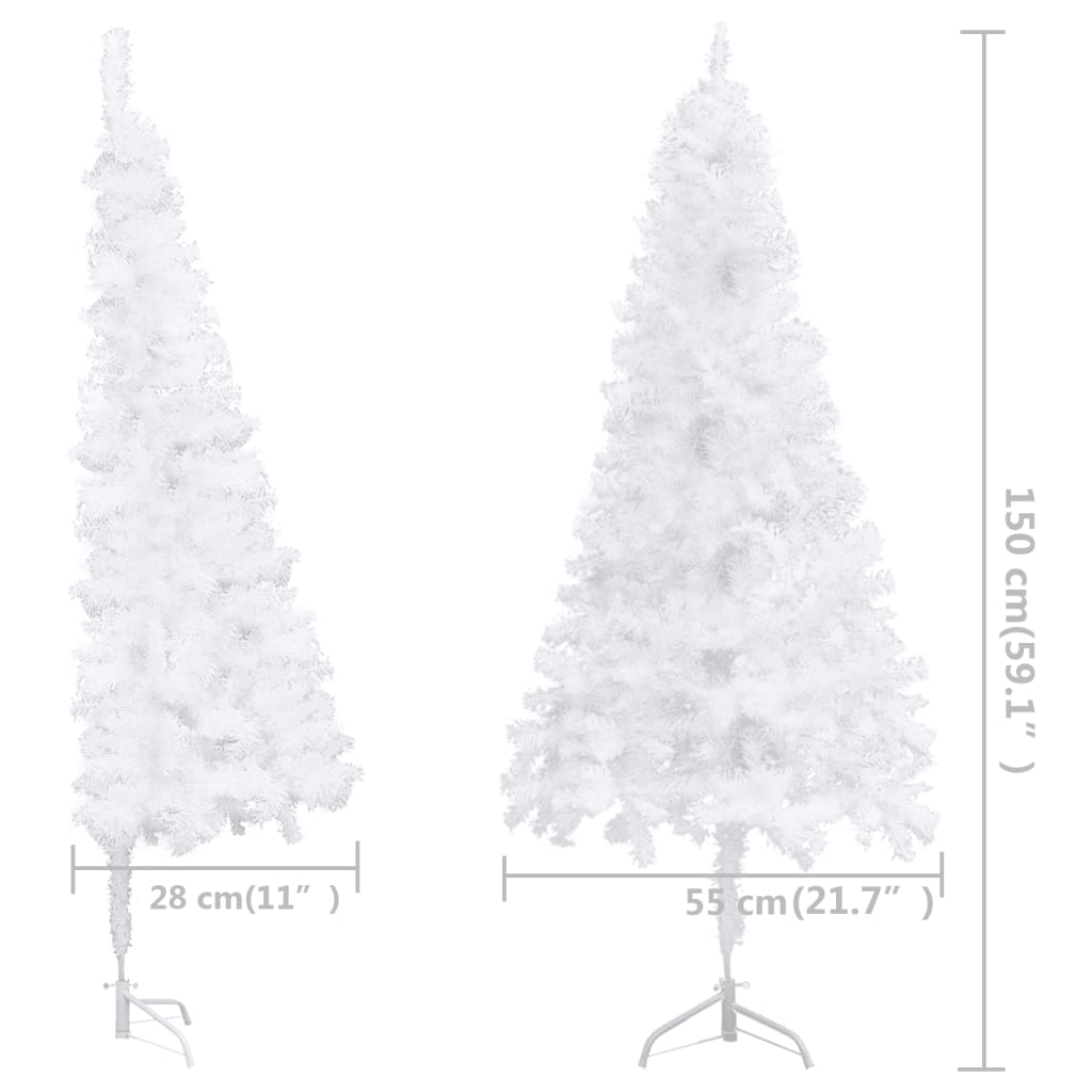 vidaXL Sapin de Noël artificiel d'angle Blanc 150 cm PVC