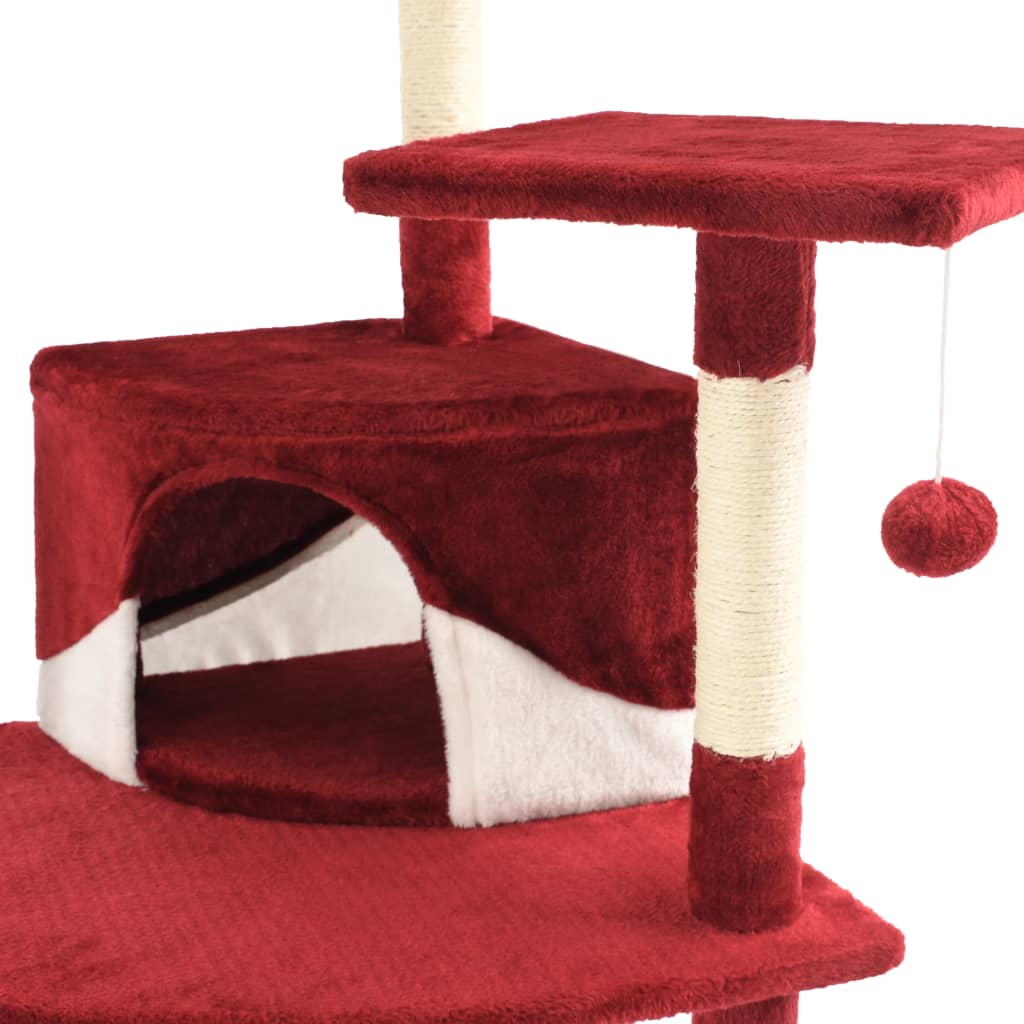 vidaXL Arbre à chat avec griffoirs en sisal 203 cm Rouge et Blanc