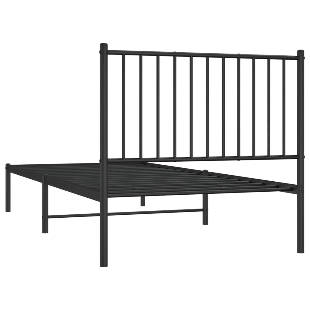 vidaXL Cadre de lit métal avec tête de lit noir 90x200 cm