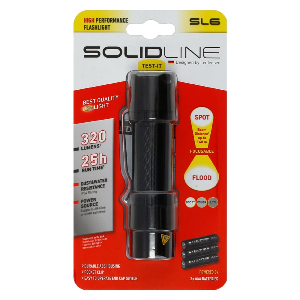 SOLIDLINE Lampe de poche SL6 avec clip 320 lm