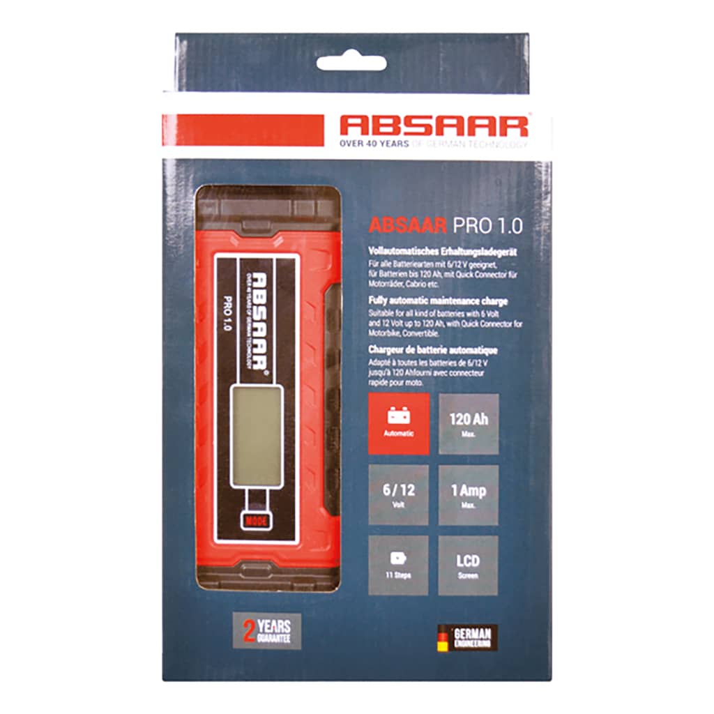 Absaar Chargeur de batterie PRO1.0 6/12 V 1 A Rouge
