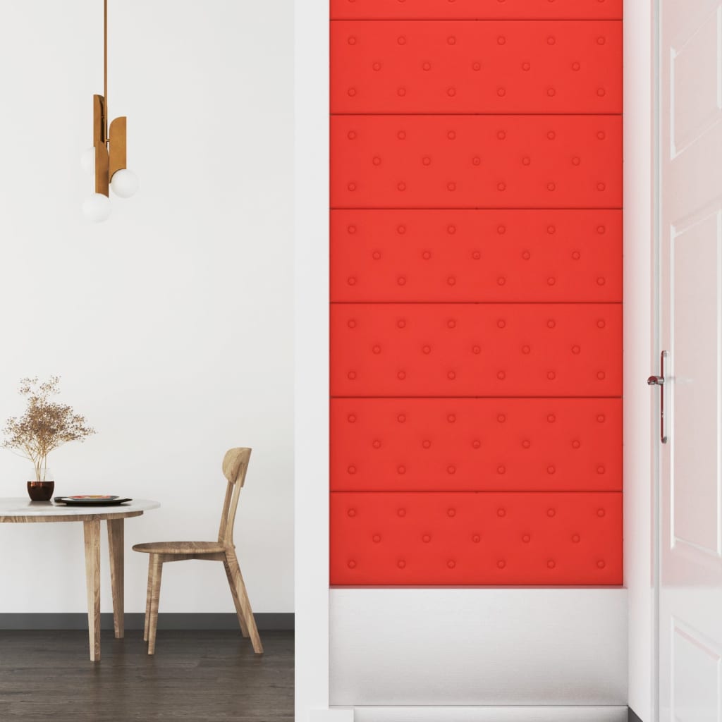 vidaXL Panneaux muraux 12 pcs Rouge 90x30 cm Similicuir 3,24 m²
