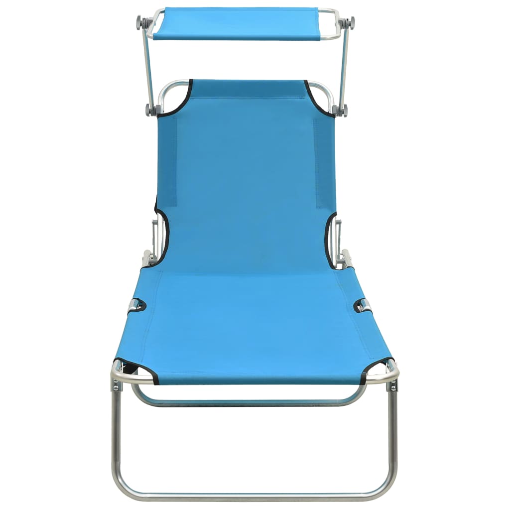 vidaXL Chaise longue pliable avec auvent bleu aluminium