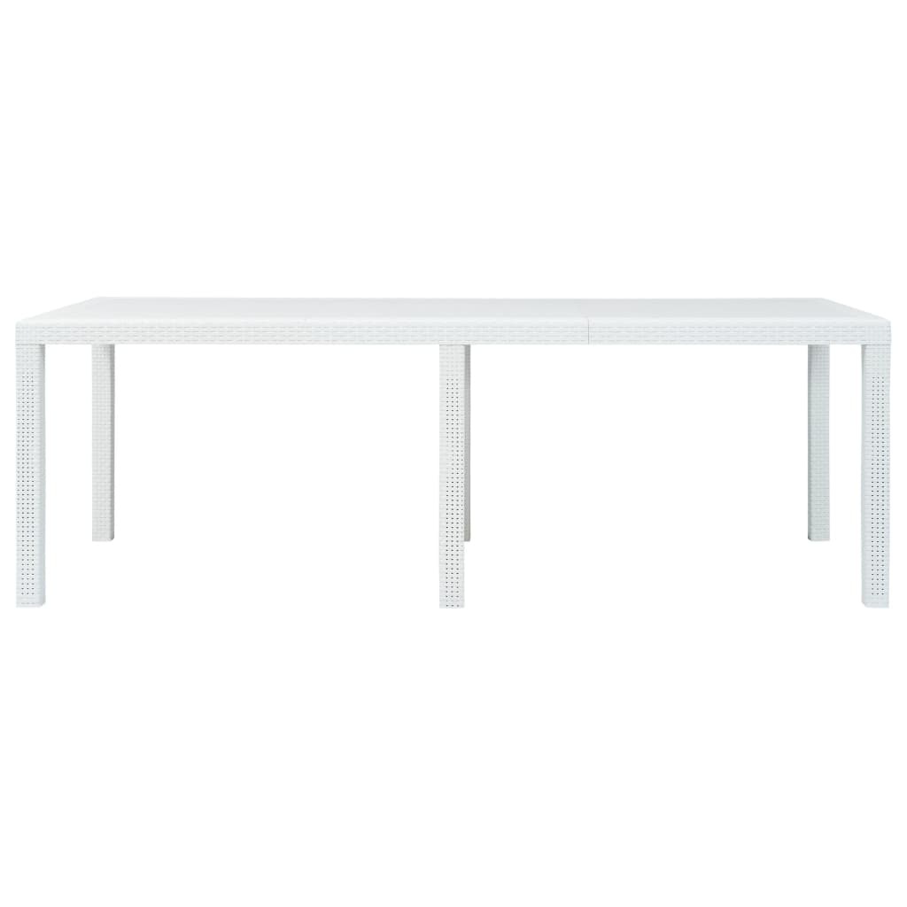 vidaXL Table de jardin Blanc 220x90x72 cm Plastique Aspect de rotin
