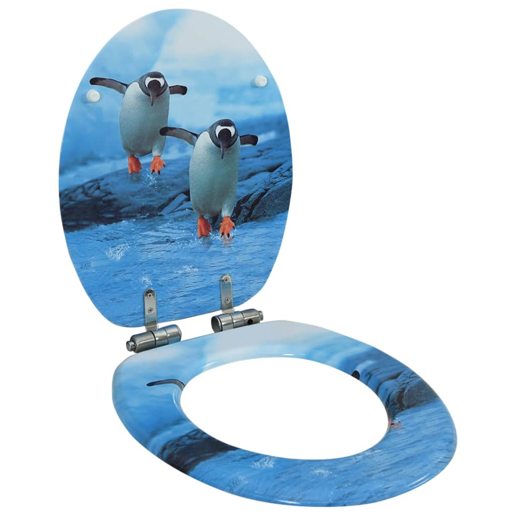 vidaXL Siège WC avec couvercle à fermeture en douceur MDF Pingouin