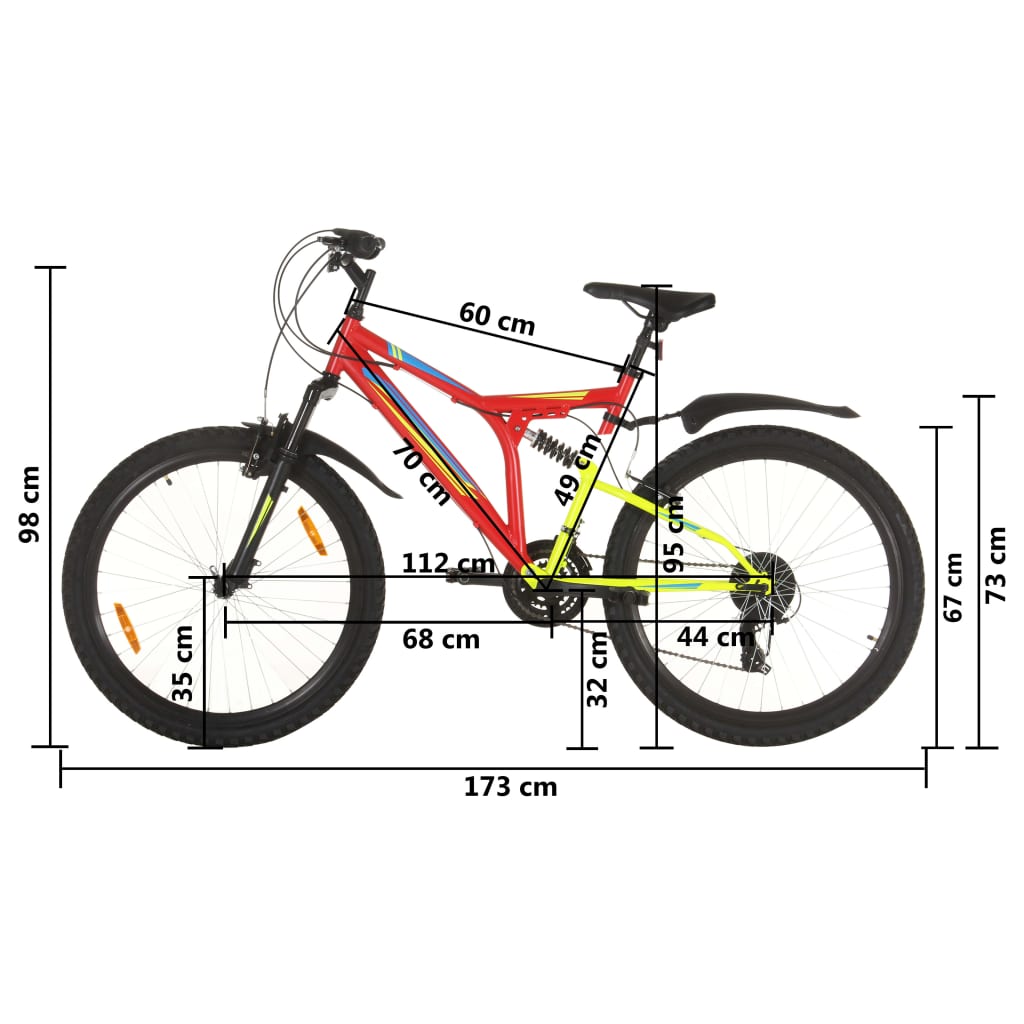 vidaXL Vélo de montagne 21 vitesses Roue de 26 pouces 49 cm Rouge