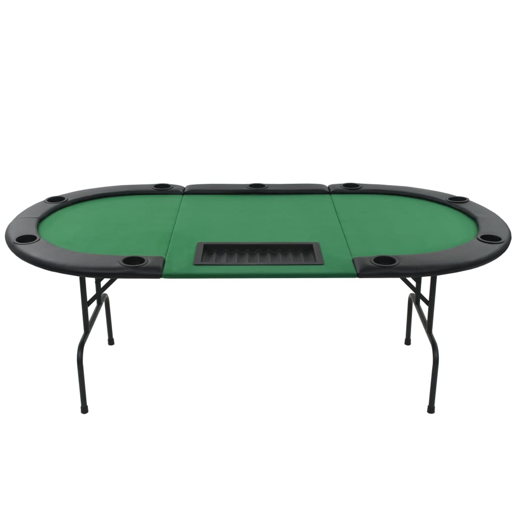 vidaXL Table de poker pliable pour 9 joueurs 3 plis Ovale Vert