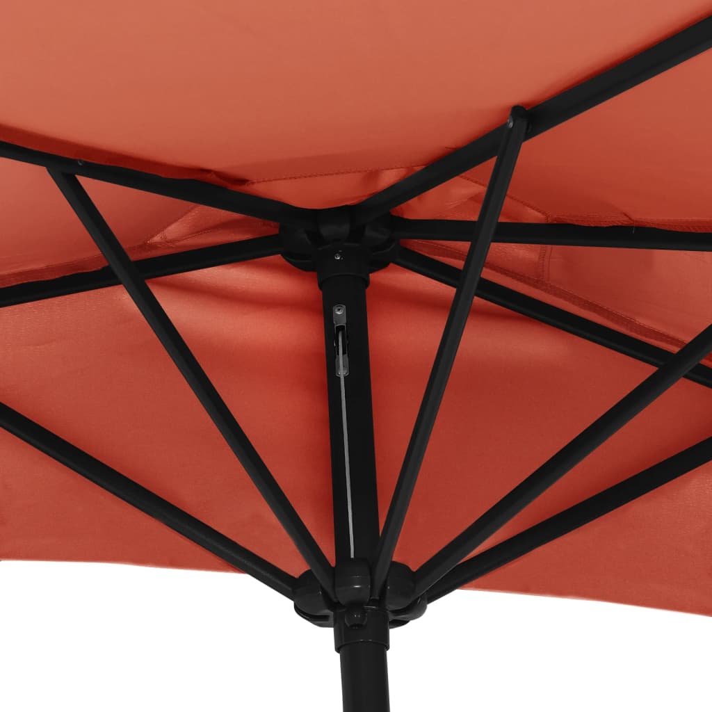 vidaXL Parasol de balcon et mât en aluminium Terre cuite 300x150x253cm
