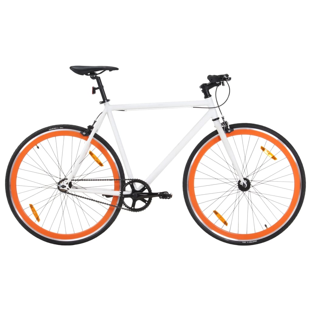 vidaXL Vélo à pignon fixe blanc et orange 700c 51 cm