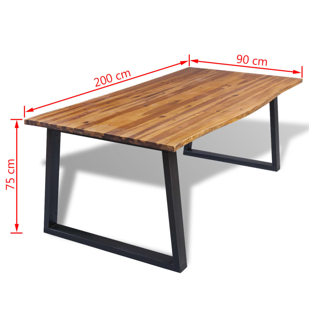vidaXL Table de salle à manger 200 x 90 cm Bois d'acacia massif