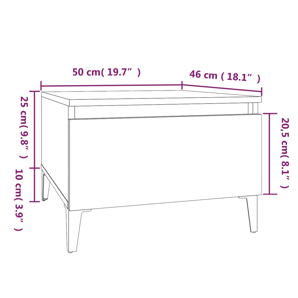 vidaXL Table d'appoint Noir 50x46x35 cm Bois d'ingénierie