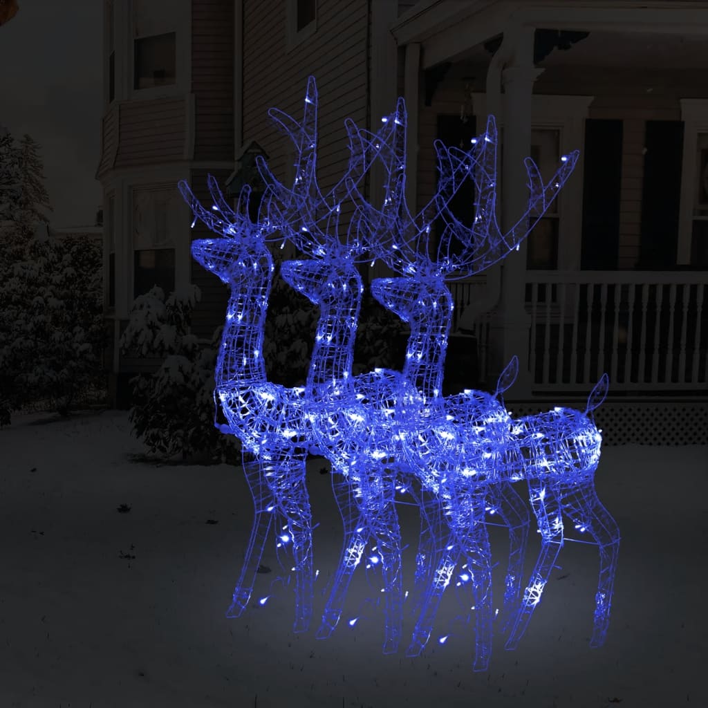 vidaXL Décorations de Noël de renne Acrylique 3 pcs 120 cm Bleu