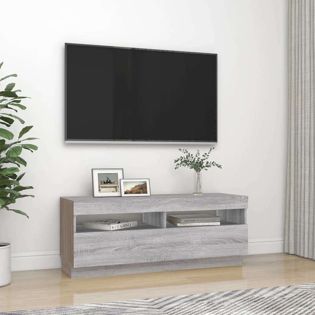 vidaXL Meuble TV avec lumières LED sonoma gris 100x35x40 cm