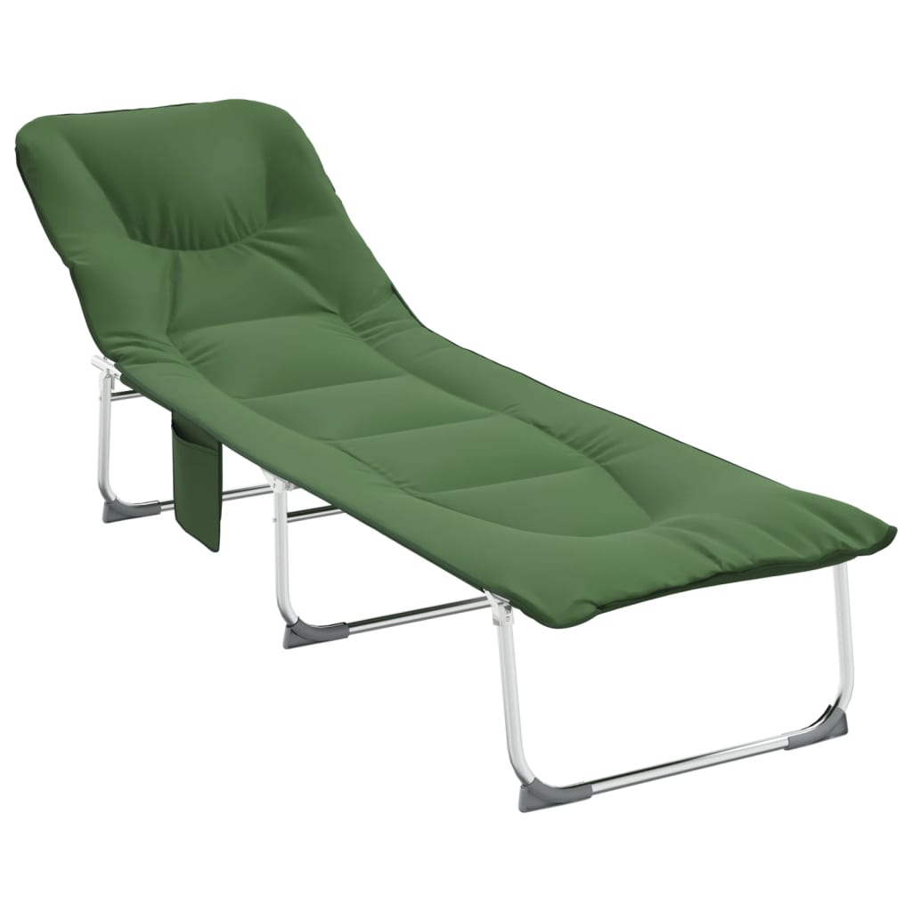 vidaXL Chaise longue pliable vert foncé tissu