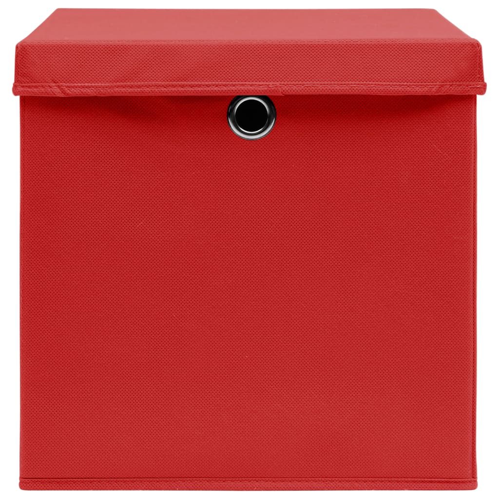 vidaXL Boîtes de rangement et couvercles 4 pcs Rouge 32x32x32 cm Tissu