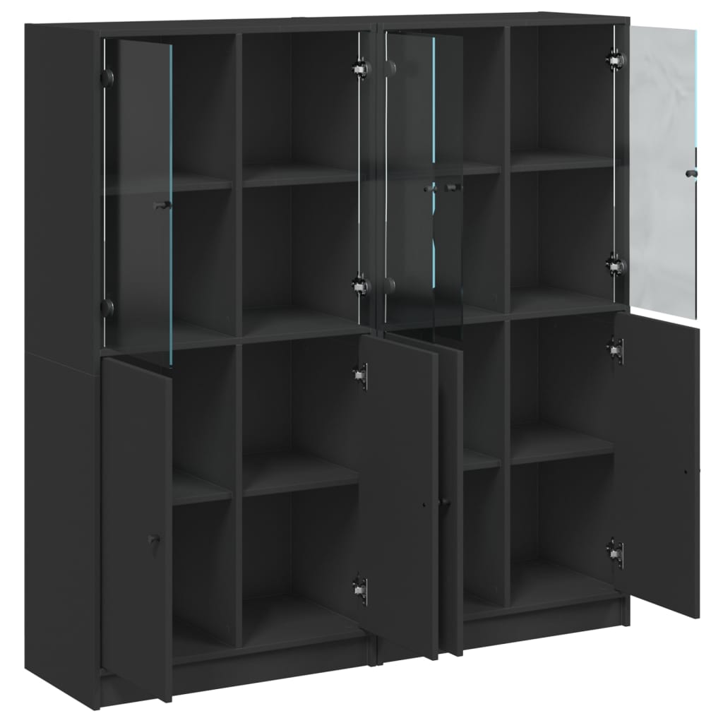 vidaXL Bibliothèque avec portes noir 136x37x142 cm bois d'ingénierie