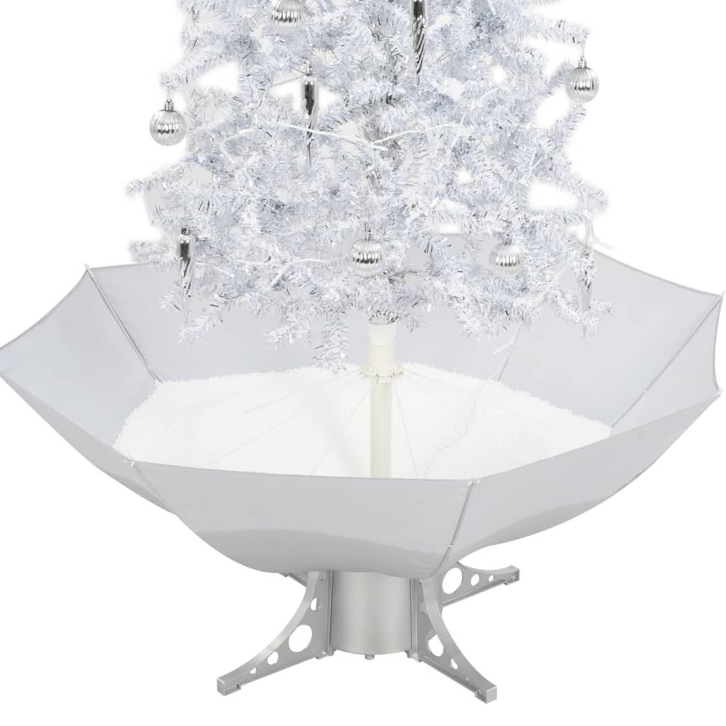 vidaXL Arbre de Noël neigeux avec base de parapluie Blanc 170 cm