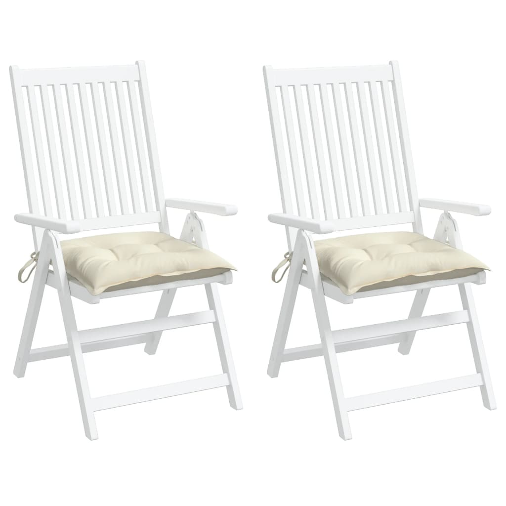 vidaXL Coussins de chaise lot de 2 blanc crème 40x40x7 cm tissu oxford