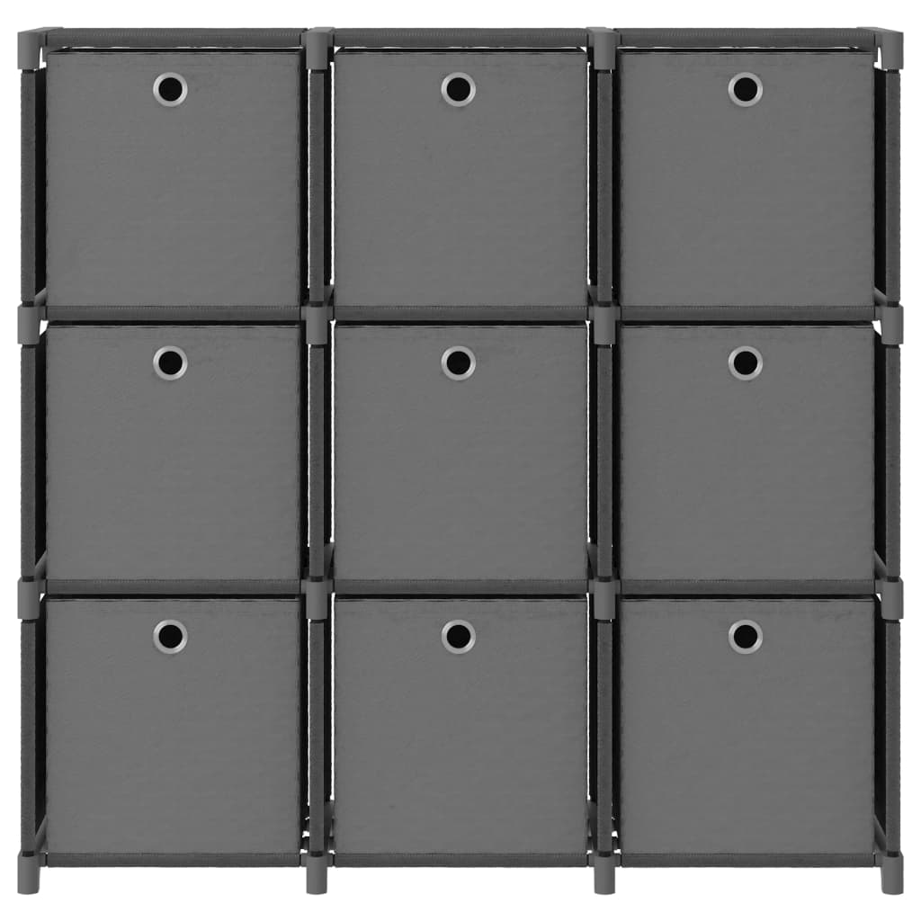 vidaXL Étagère à 9 cubes avec boîtes Gris 103x30x107,5 cm Tissu