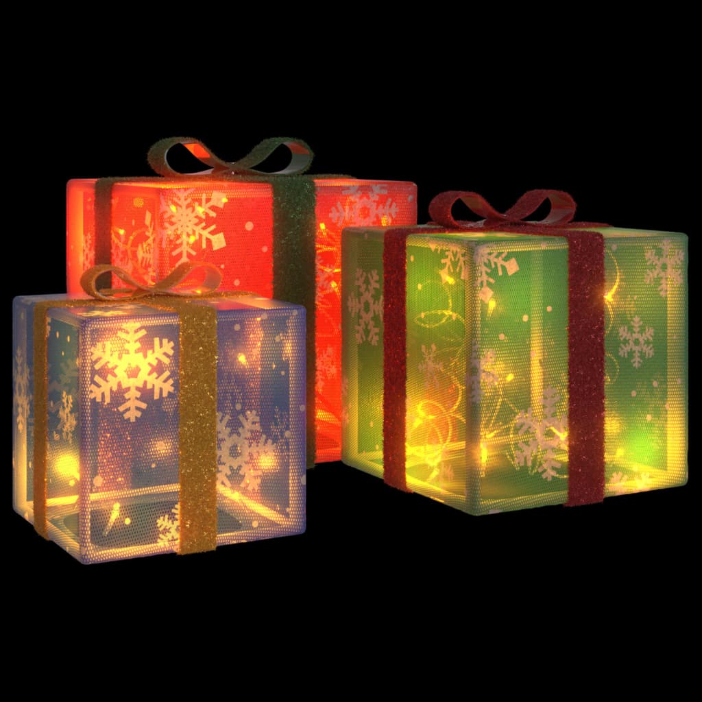 vidaXL Boîtes de Noël lumineuses 3 pcs 64 LED blanc chaud