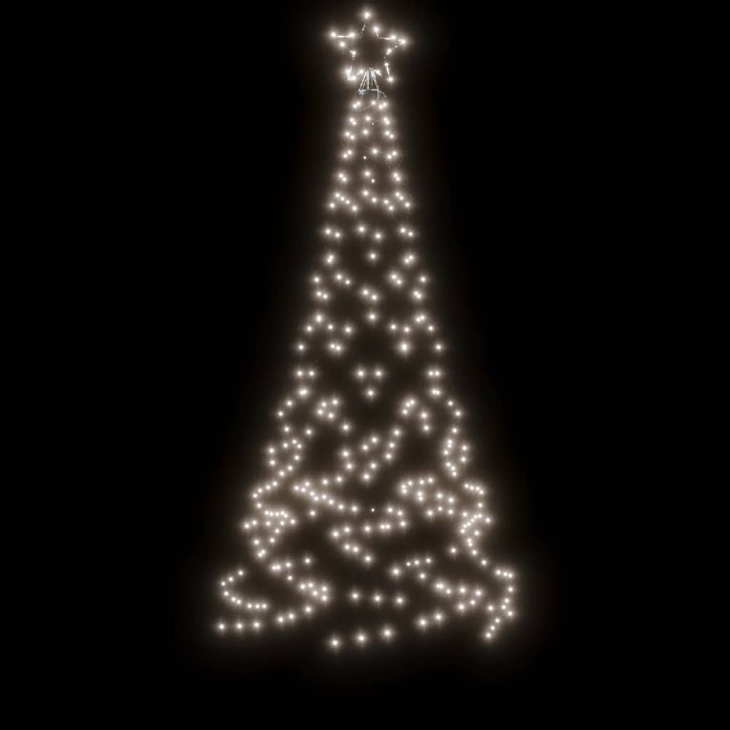 vidaXL Sapin de Noël avec piquet Blanc froid 200 LED 180 cm