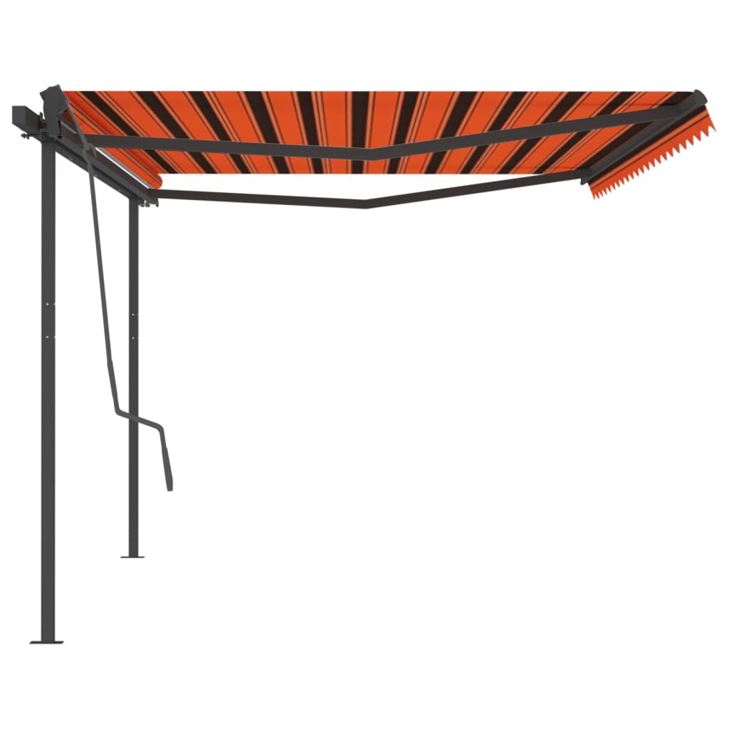 vidaXL Auvent manuel rétractable avec poteaux 5x3 m Orange et marron