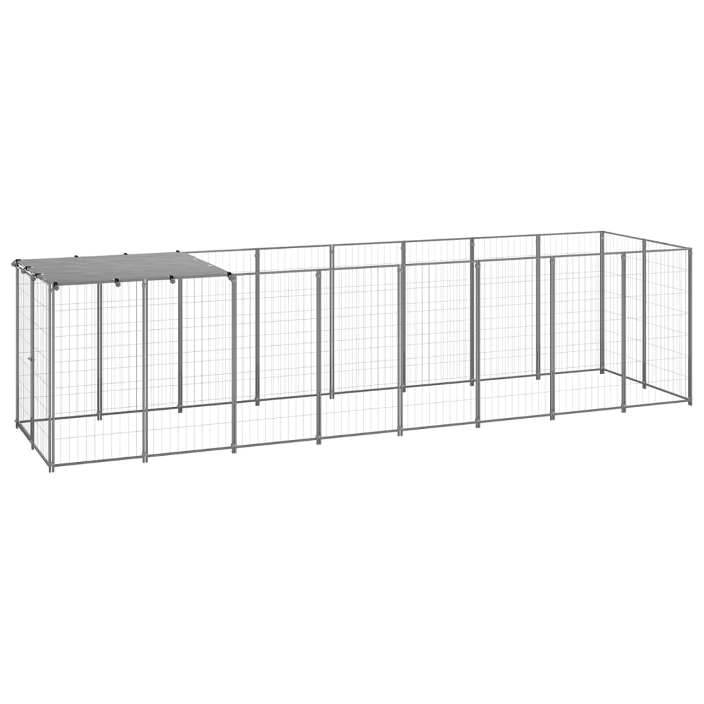 vidaXL Chenil Argenté 4,84 m² Acier