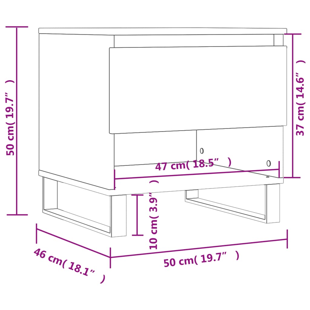 vidaXL Table basse blanc 50x46x50 cm bois d’ingénierie