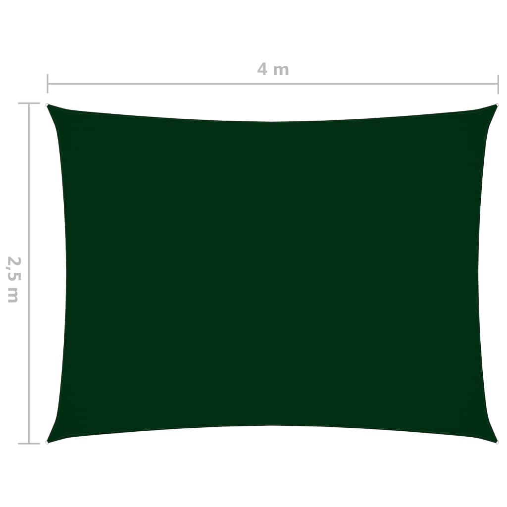 vidaXL Voile de parasol tissu oxford rectangulaire 2,5x4 m vert foncé