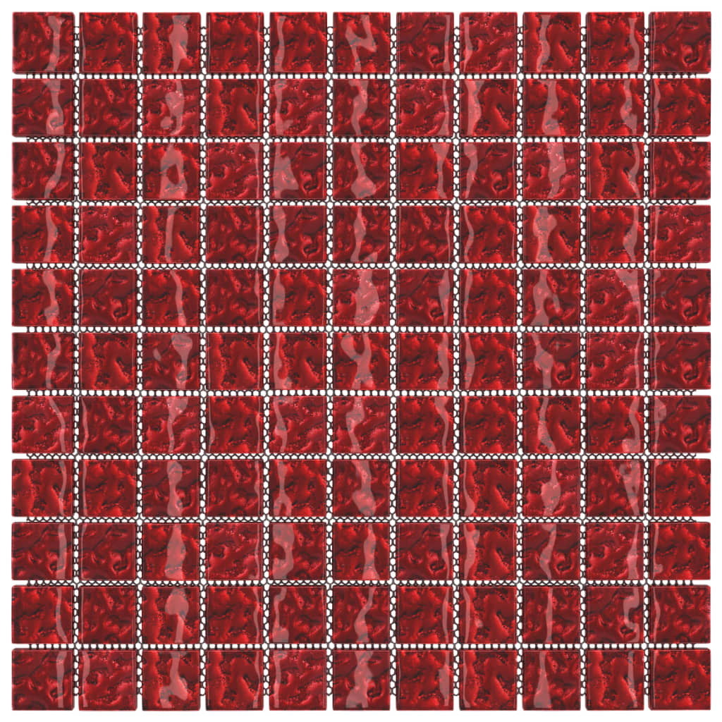 vidaXL Carreaux mosaïque 22 pcs Rouge 30x30 cm Verre