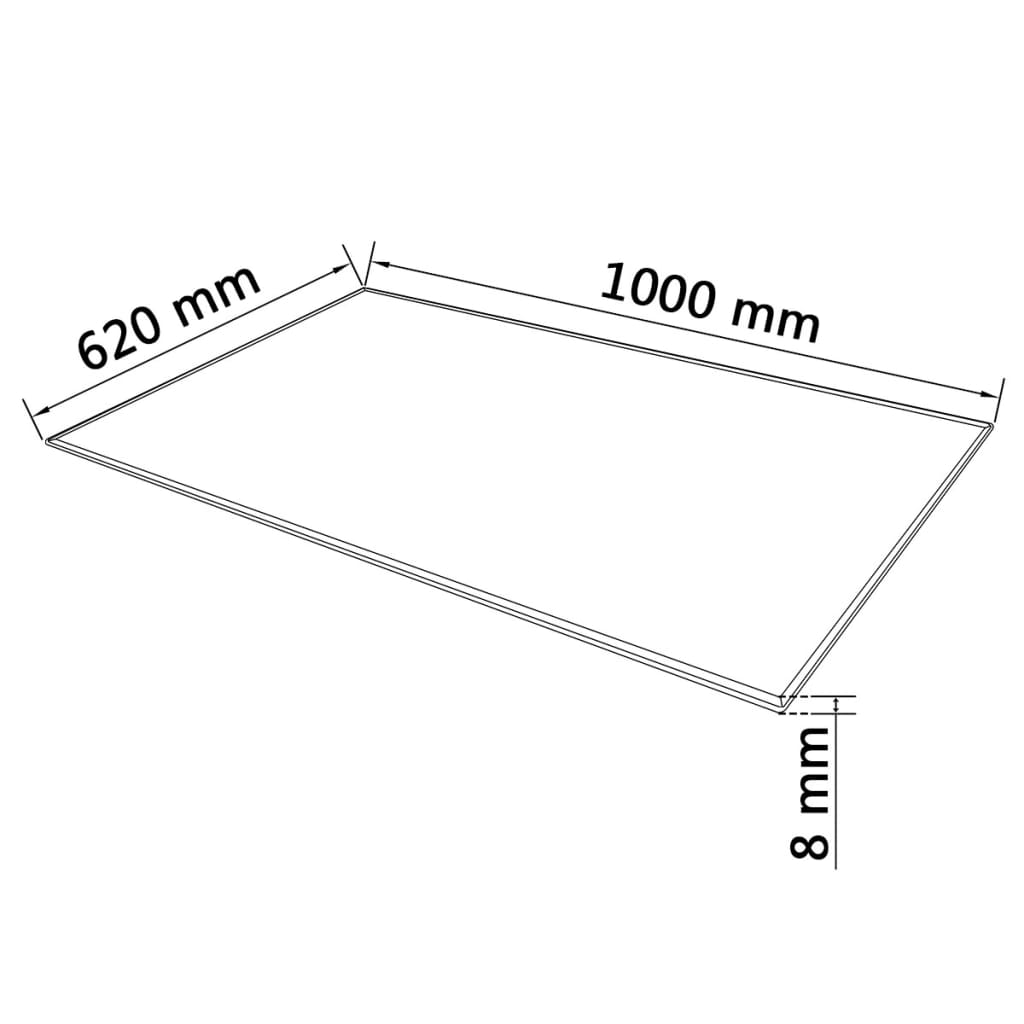 vidaXL Dessus de table rectangulaire en verre trempé 1000 x 620 mm