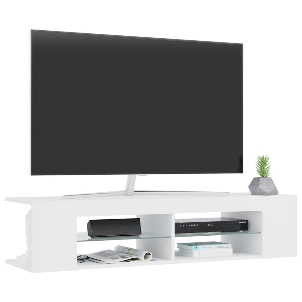 vidaXL Meuble TV avec lumières LED blanc 135x39x30 cm
