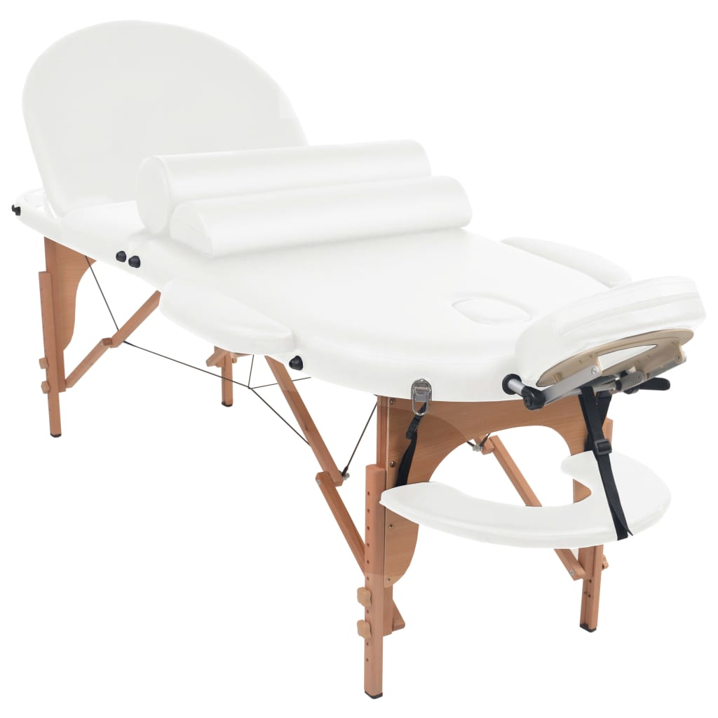 vidaXL Table de massage pliable 4 cm d'épaisseur et 2 traversins Blanc