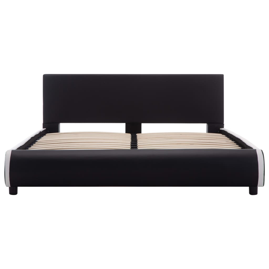vidaXL Cadre de lit avec tiroirs Noir Similicuir 140 x 200 cm