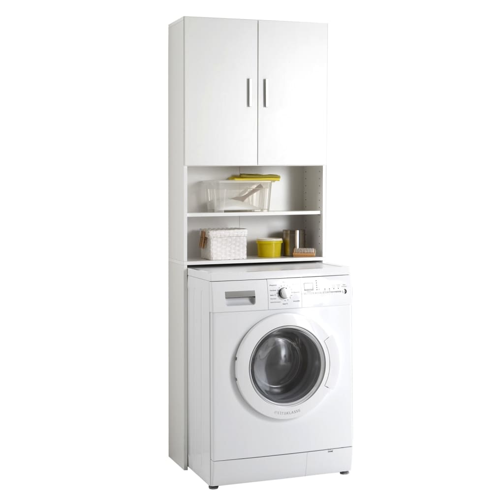 FMD Armoire pour machine à laver avec espace de rangement Blanc