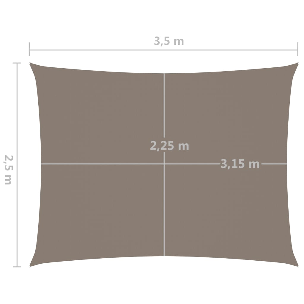 vidaXL Voile de parasol tissu oxford rectangulaire 2,5x3,5 m taupe