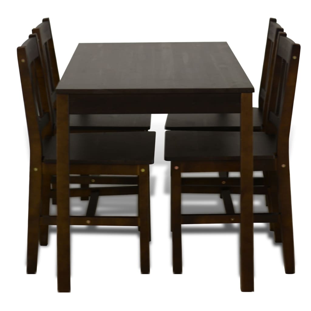 vidaXL Table de salle à manger avec 4 chaises Marron