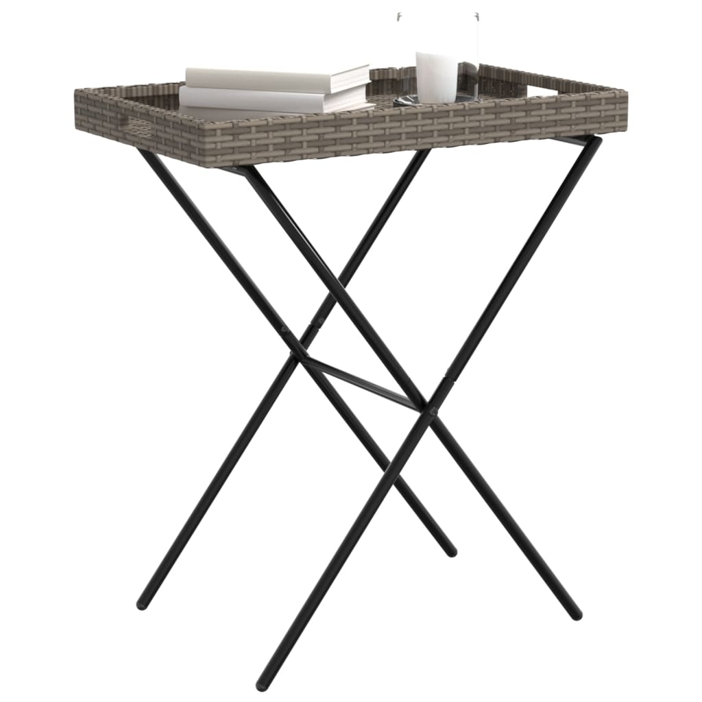 vidaXL Table à plateau pliable gris 65x40x75 cm résine tressée