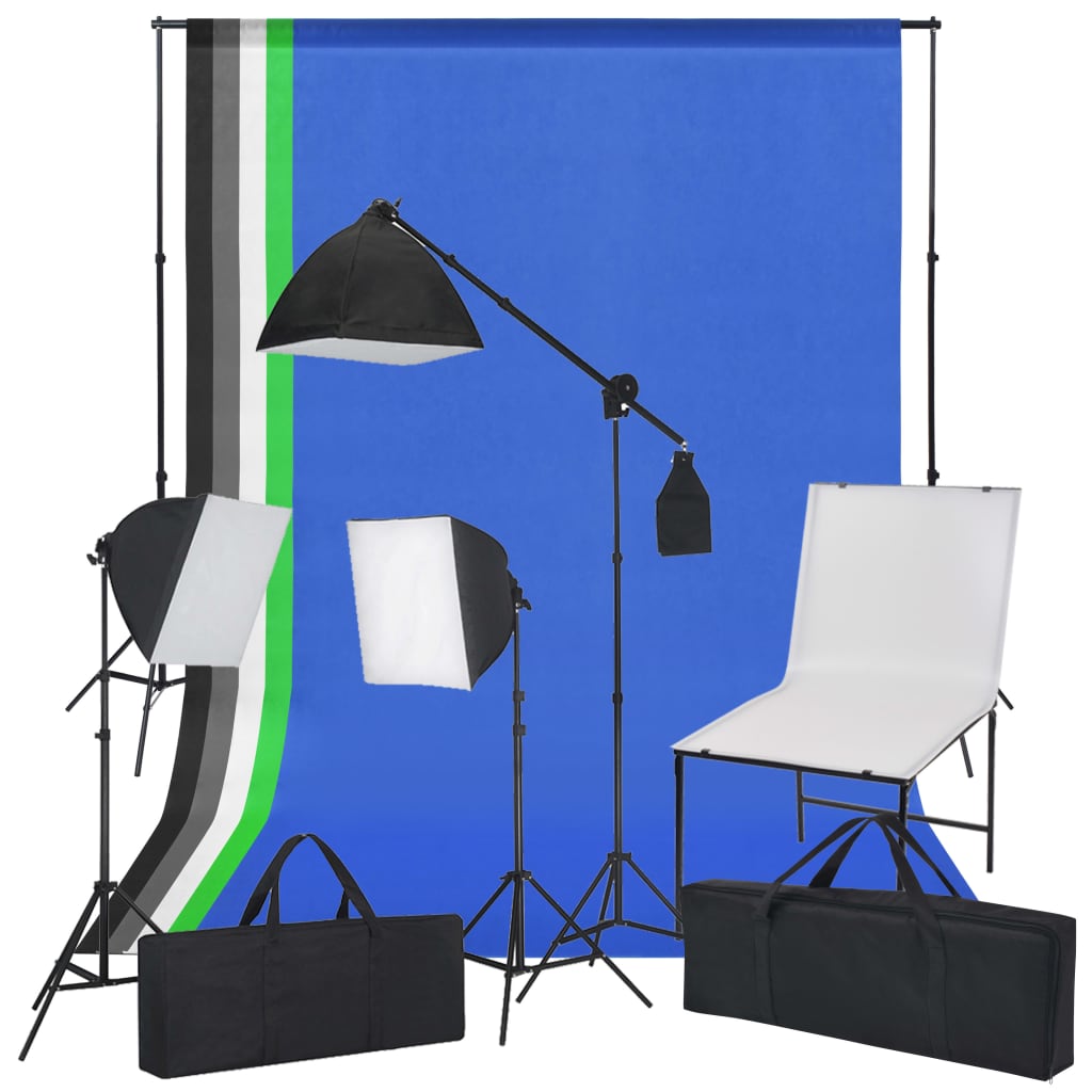 vidaXL Kit de photo avec table de photo, lumières et toiles de fond