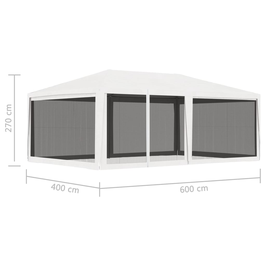 vidaXL Tente de réception avec 4 parois latérales en maille 4x6m Blanc