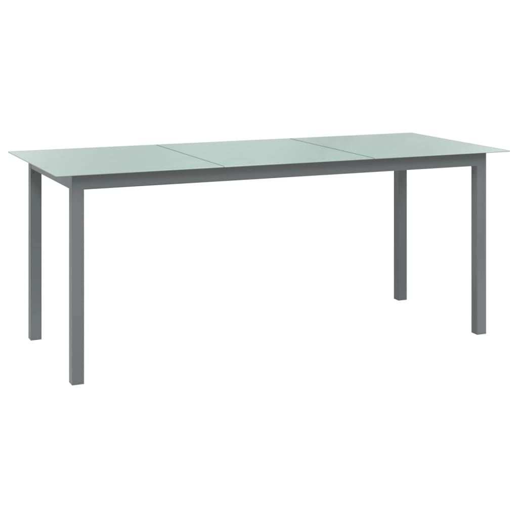 vidaXL Table de jardin Gris clair 190x90x74 cm Aluminium et verre