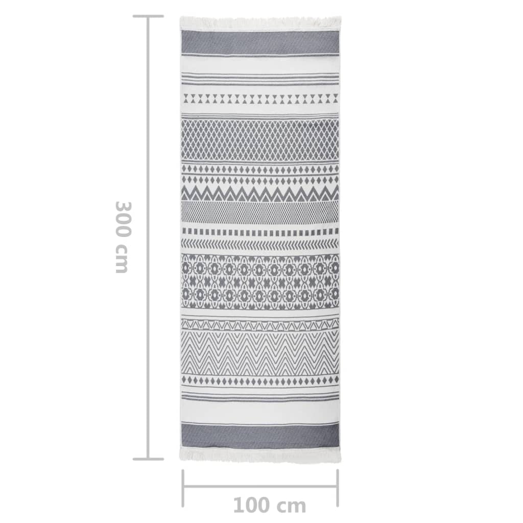 vidaXL Tapis Gris et blanc 100x300 cm Coton