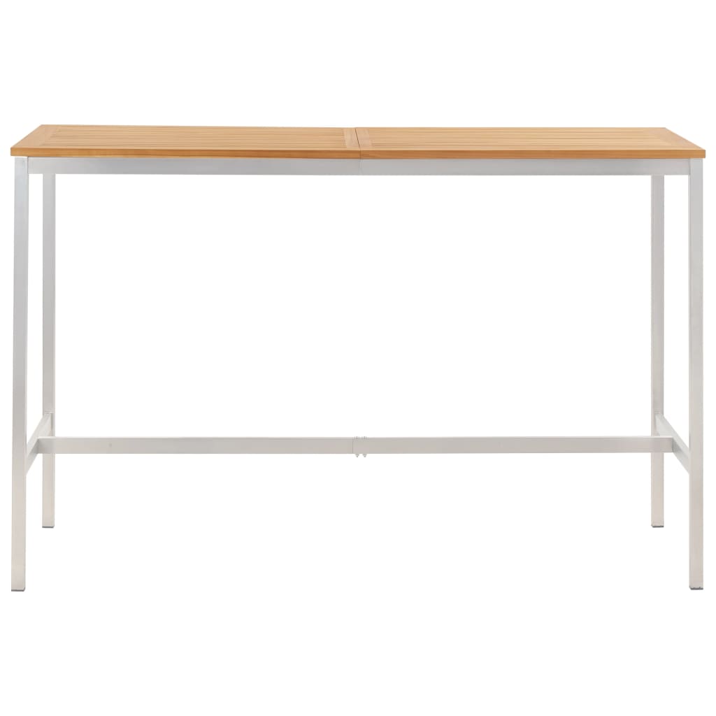 vidaXL Table de bar 160x60x105 cm Bois de teck solide et inox