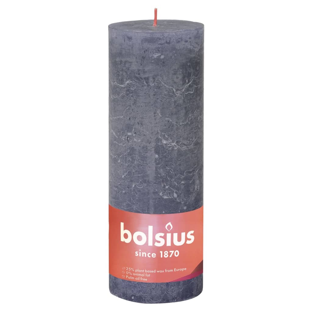 Bolsius Bougies pilier rustiques Shine 4 pcs 190x68 mm Bleu crépuscule
