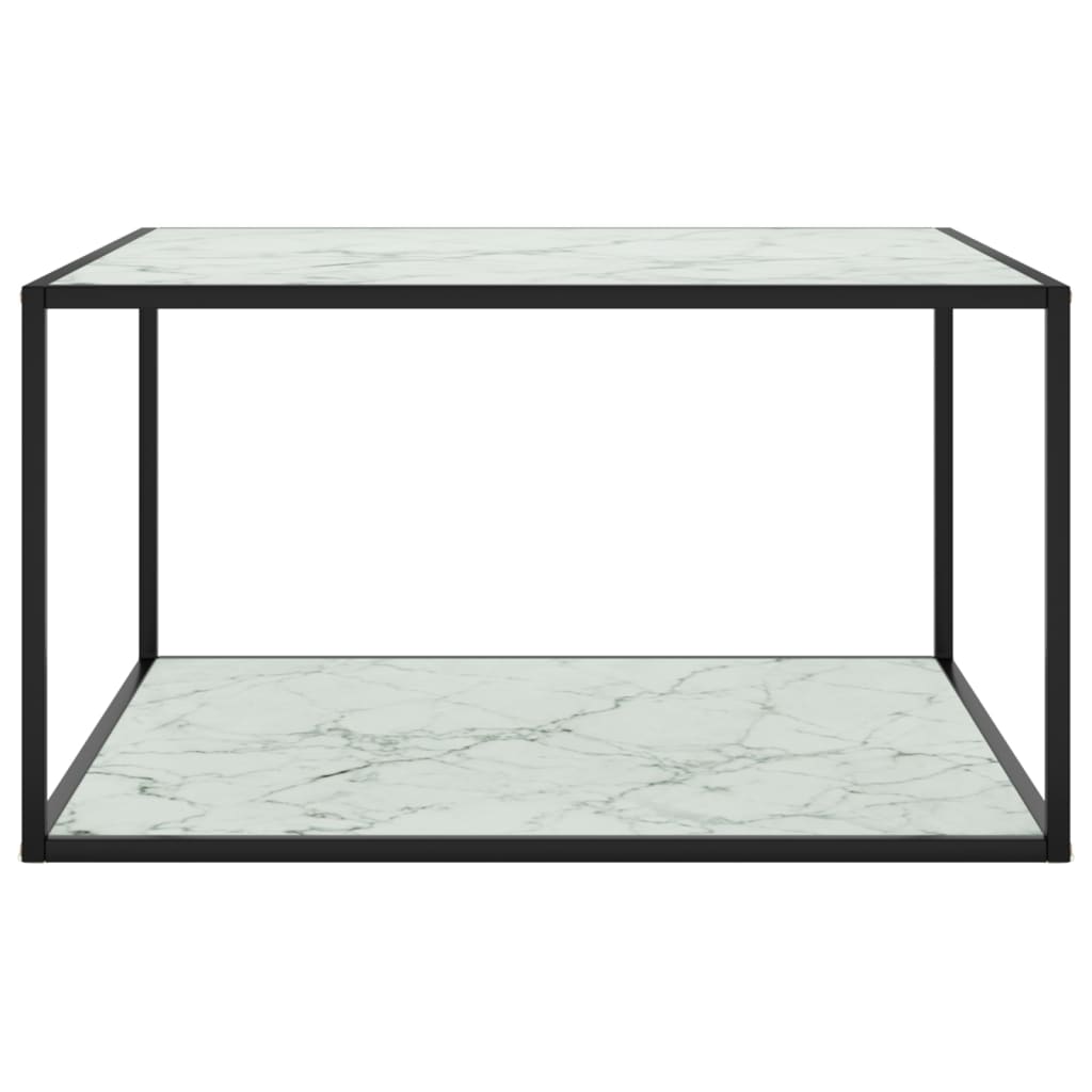 vidaXL Table basse Noir avec verre marbre blanc 90x90x50 cm