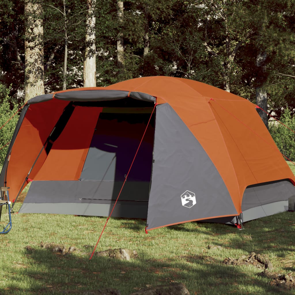 vidaXL Tente de camping 4 personnes gris et orange imperméable