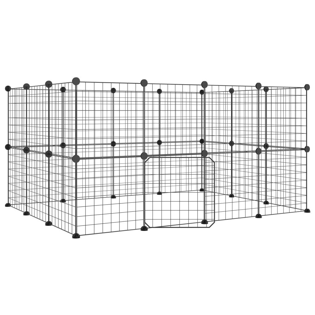 vidaXL Cage animaux de compagnie à 28 panneaux et porte Noir 35x35 cm