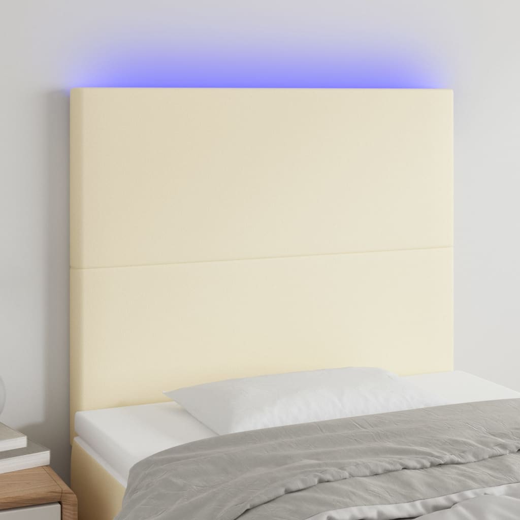 vidaXL Tête de lit à LED Crème 90x5x118/128 cm Similicuir