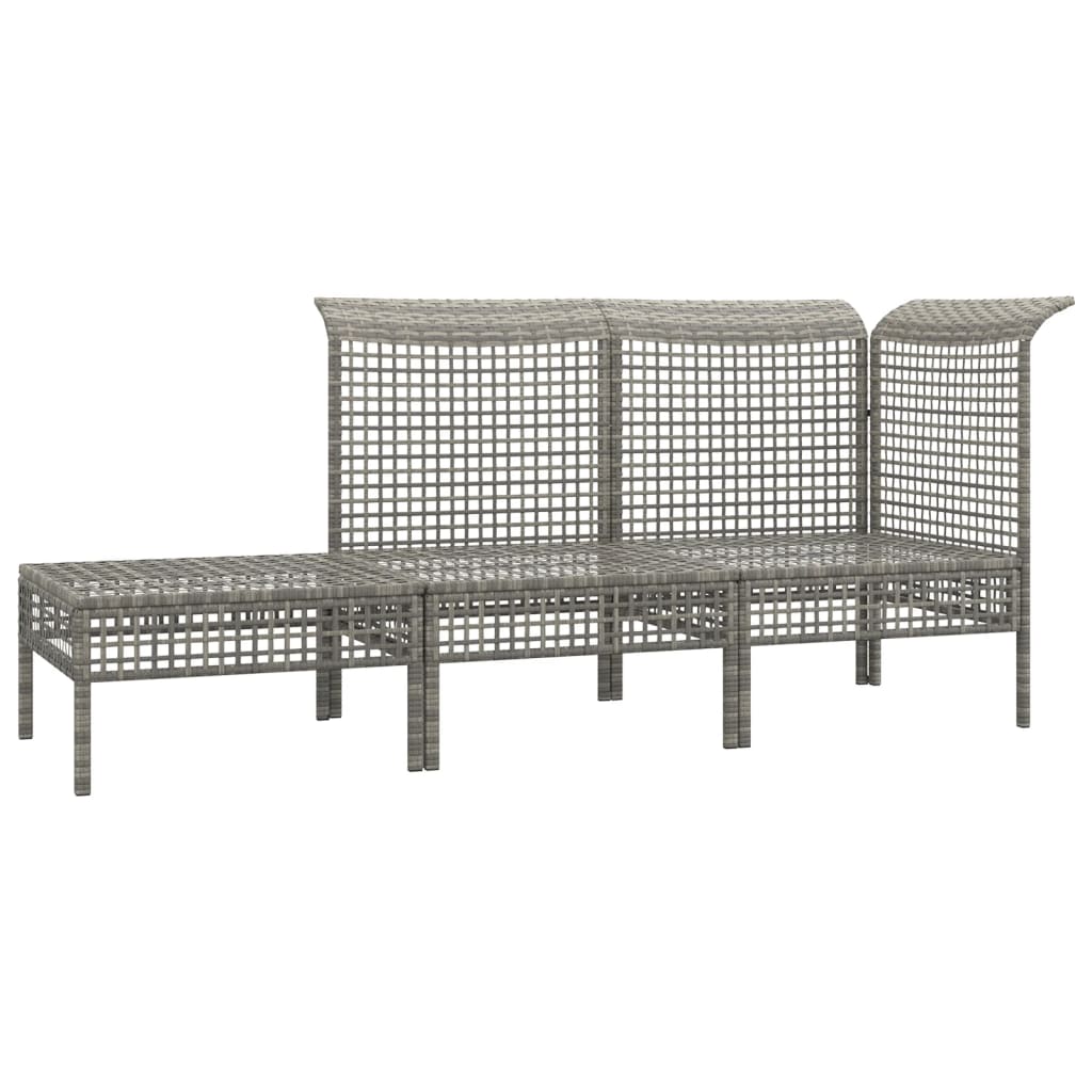 Salon De Jardin 3 Pièces Avec Coussins Gris En Résine Tressée - Mobilier Extérieur Modulaire Confortable