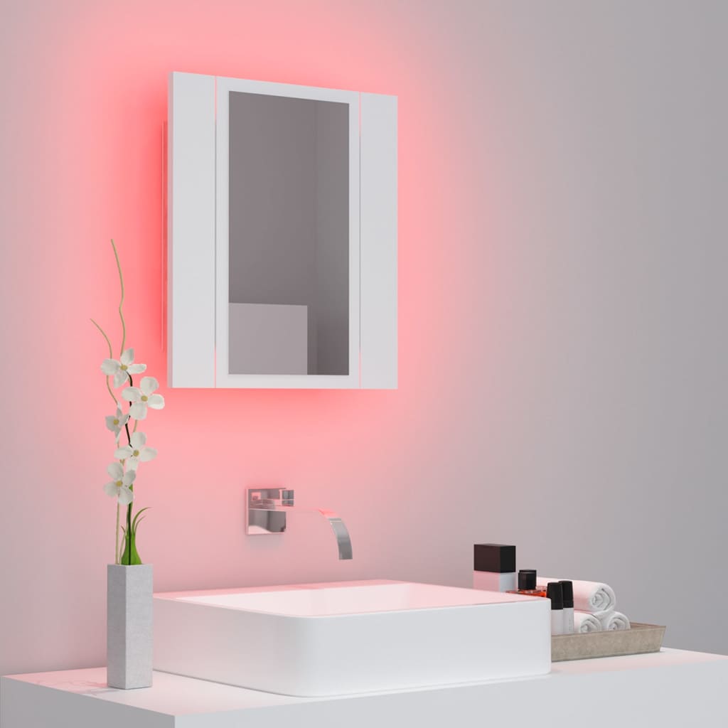 vidaXL Armoire salle de bain à miroir LED Blanc 40x12x45 cm Acrylique